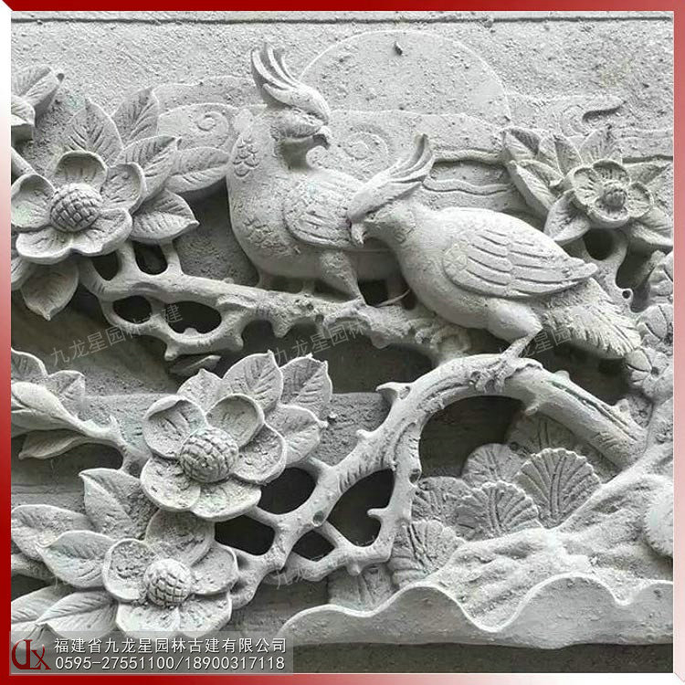 石雕鳥浮雕圖片