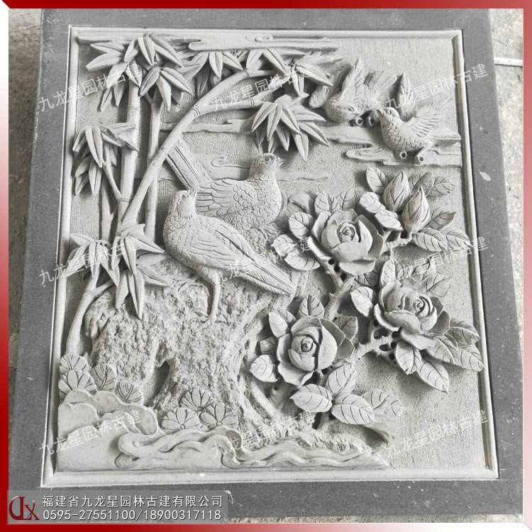 石雕鳥浮雕圖片